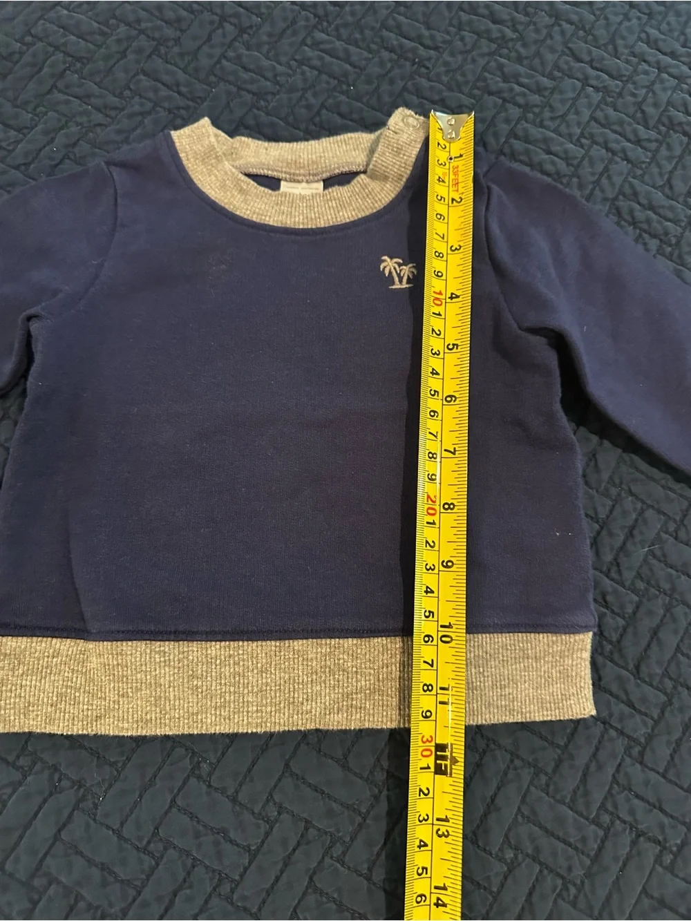 Carter’s Baby 9 Months Navy & Mustard Palm-Embroidered Pullover Cotton Sweater